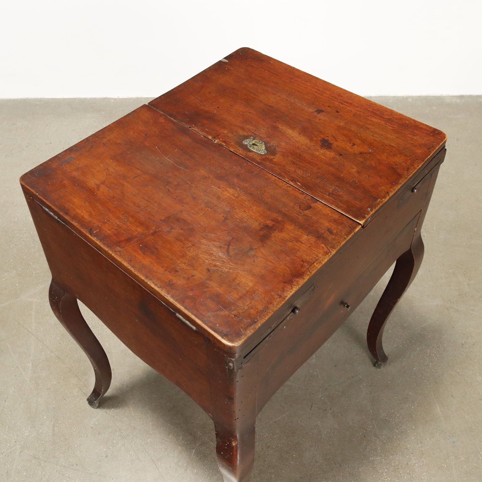 Furniture Antique Working Table Walnut Poplar Openable Top XIX Century photo