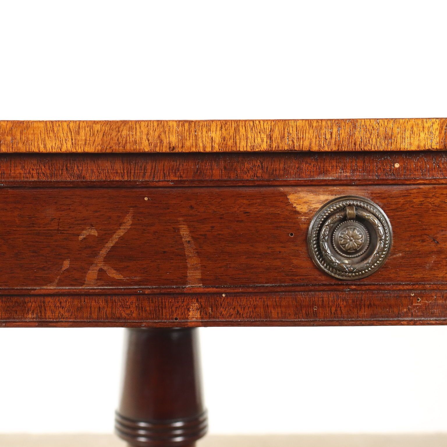 Antique Table Mahogany Drawer Wheels England XX Century photo vinterior