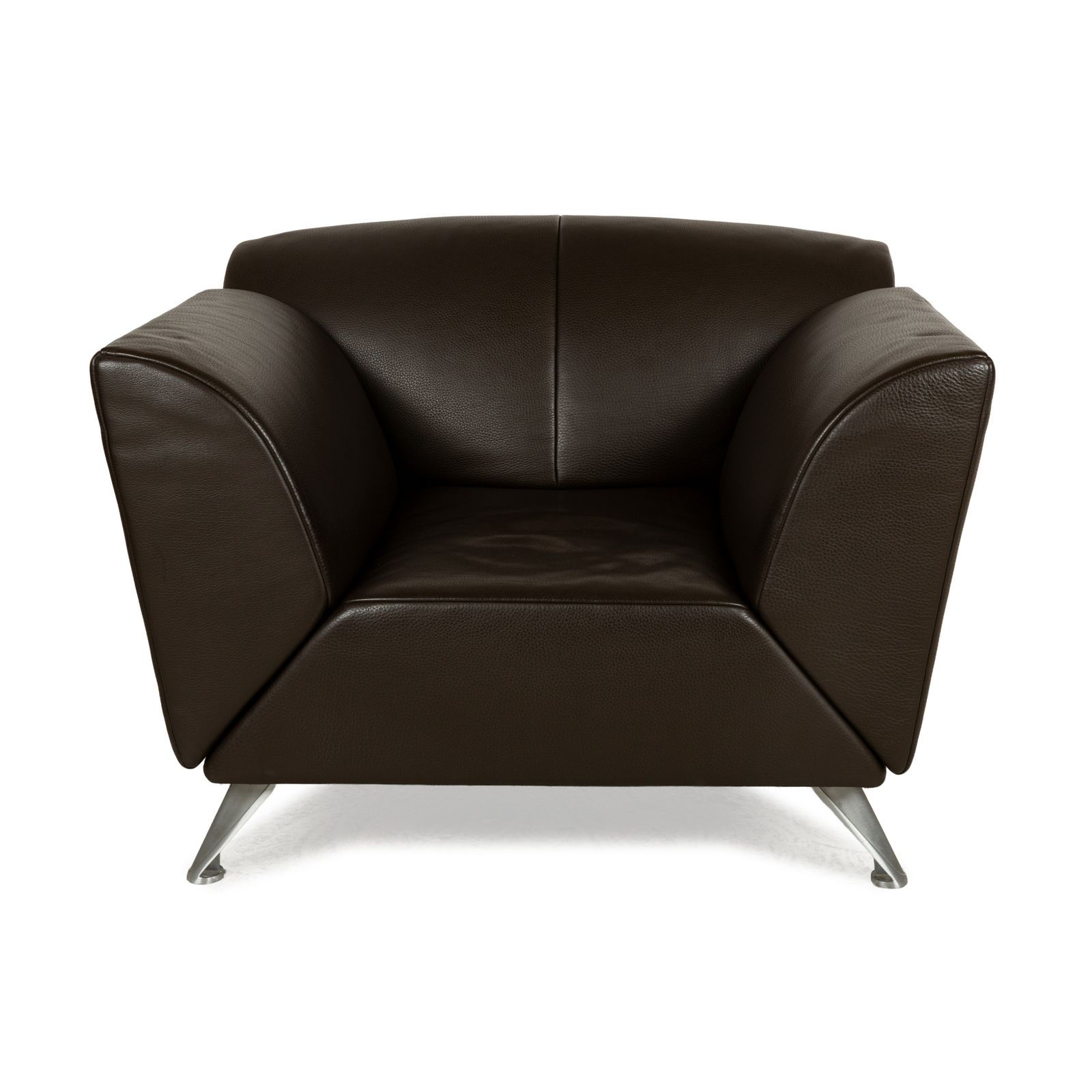 Fauteuil Jori Jr 8100 en cuir brun foncé, fonction manuelle photo vintage