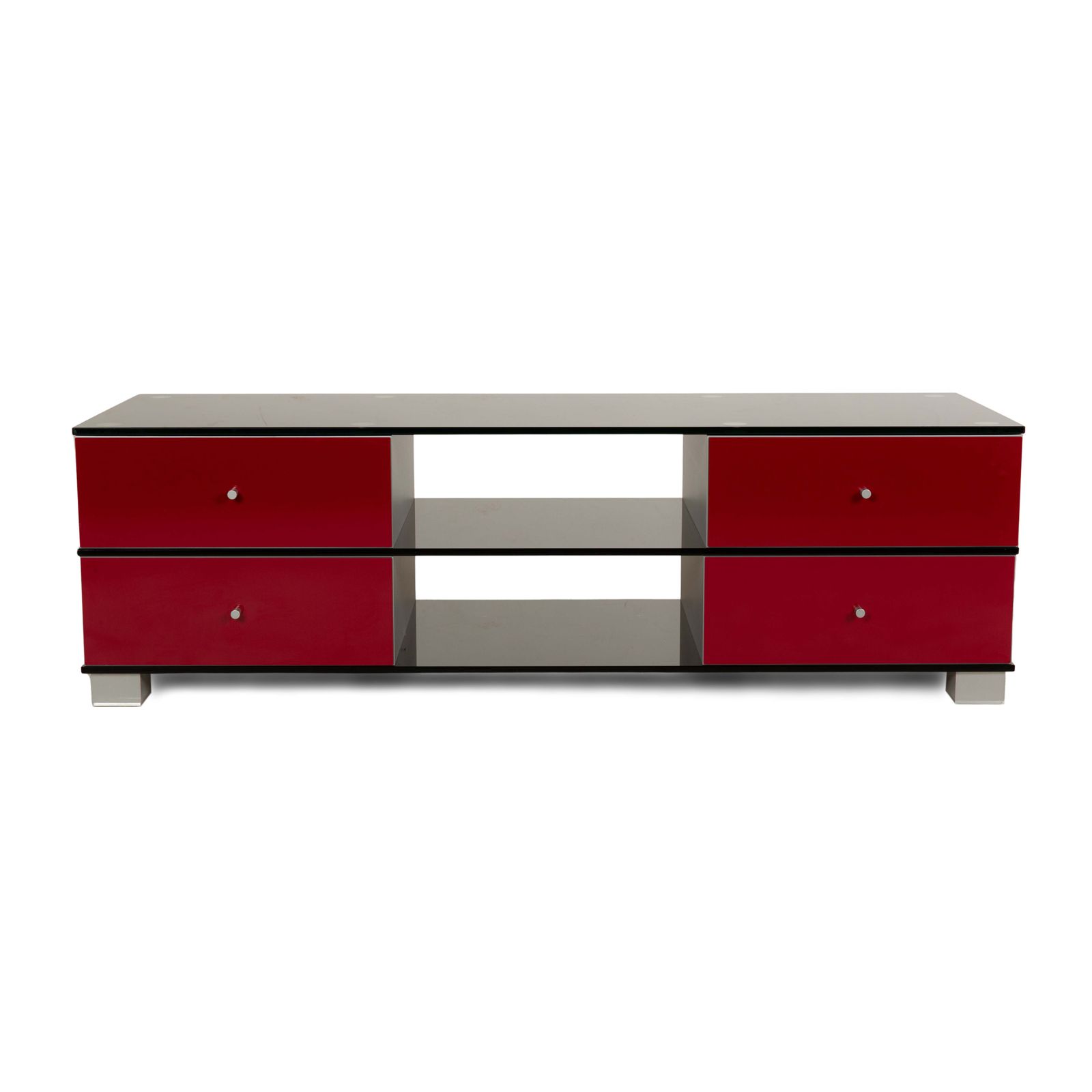 Buffet Spectral Glass gris et rouge, lowboard