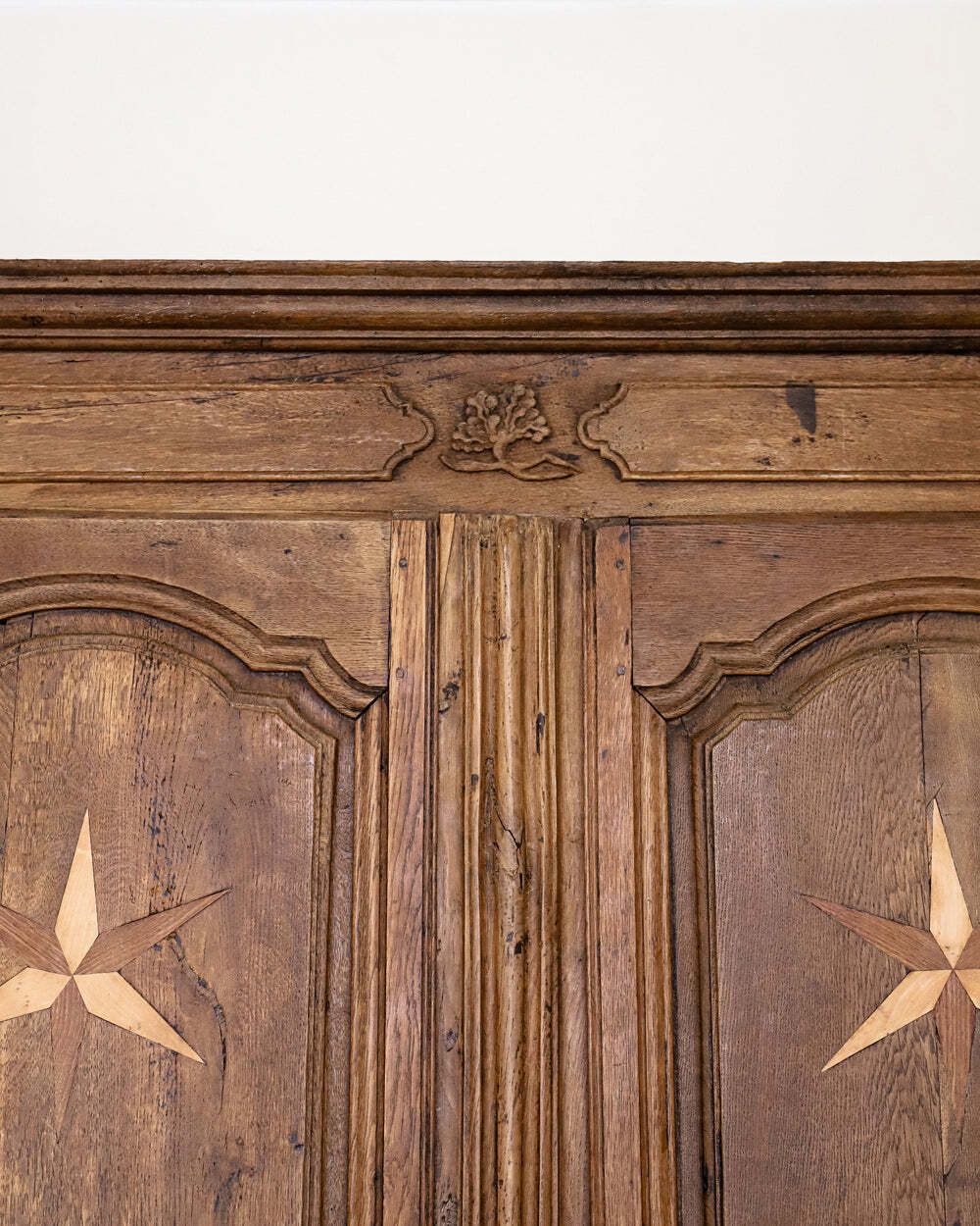 Antique French Louis XV Style Armoire With Star Shaped Inlays photo vintage