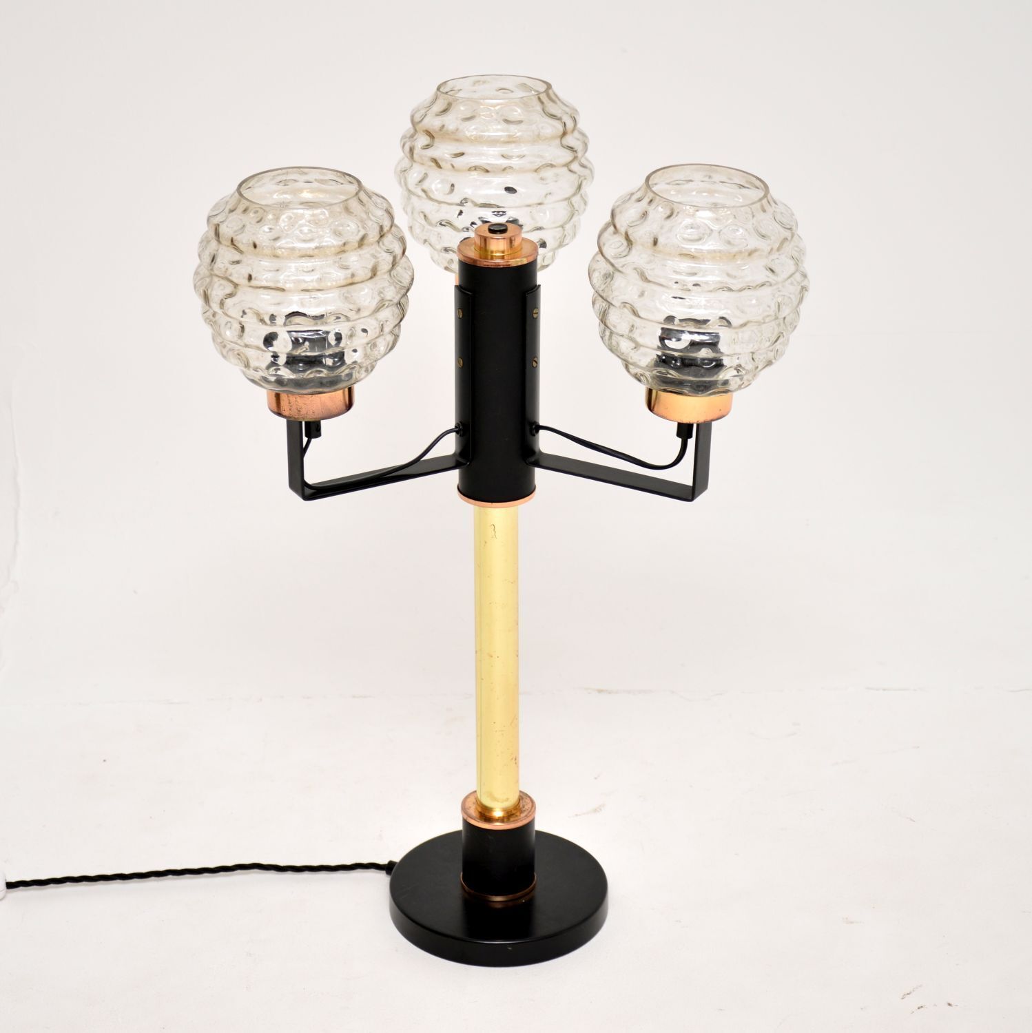 Vintage Italian Brass And Glass Table Lamp photo furniture