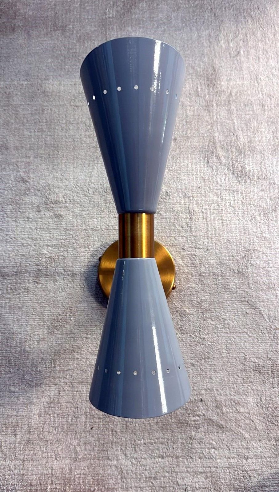 Stilnovo Style Pair Of Italian Wall Sconces In Painted Metal And Brass photo 817.0