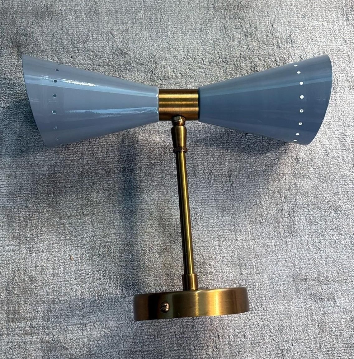 photo furniture Stilnovo Style Pair Of Italian Wall Sconces In Painted Metal And Brass