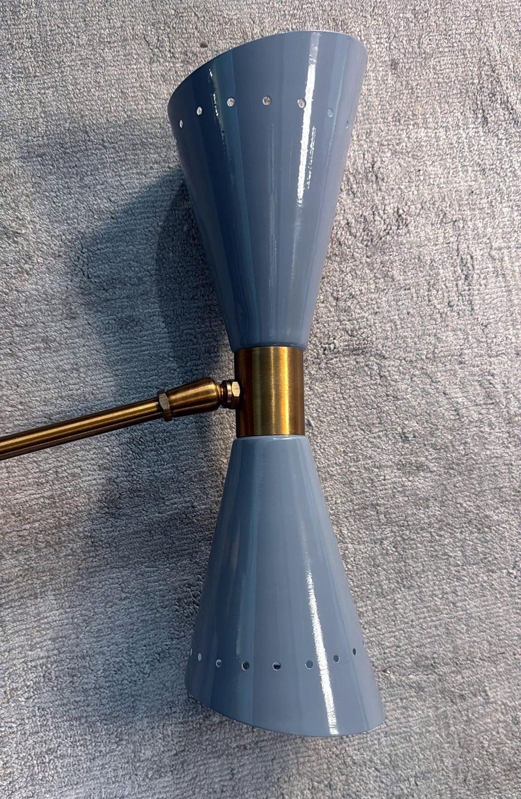 photo for sale Stilnovo Style Pair Of Italian Wall Sconces In Painted Metal And Brass