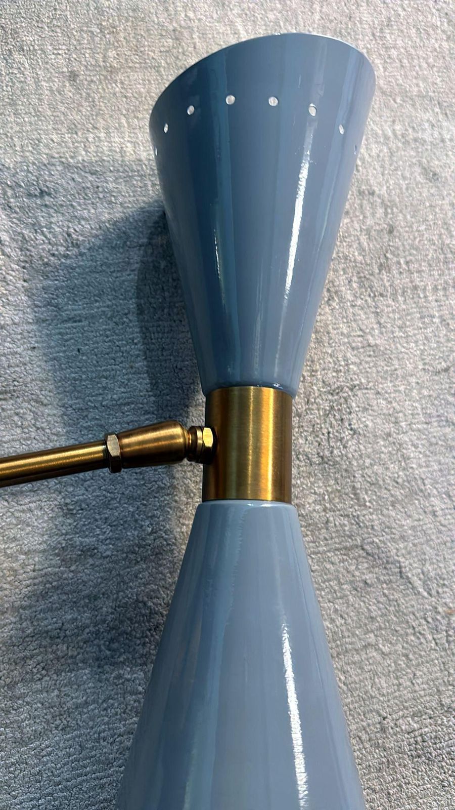 817.0 Stilnovo Style Pair Of Italian Wall Sconces In Painted Metal And Brass photo