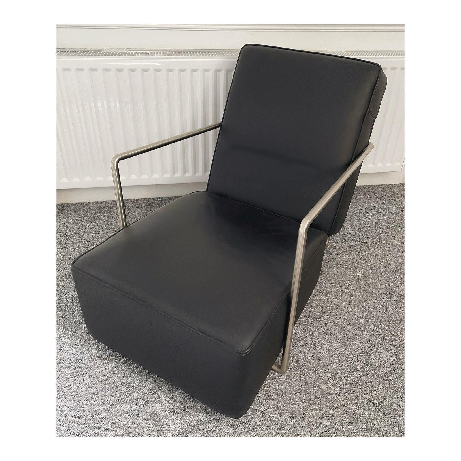 Flexform   Antonio Citterio   Armchair   A.B.C.   Black Leather / Satin Steel photo buy