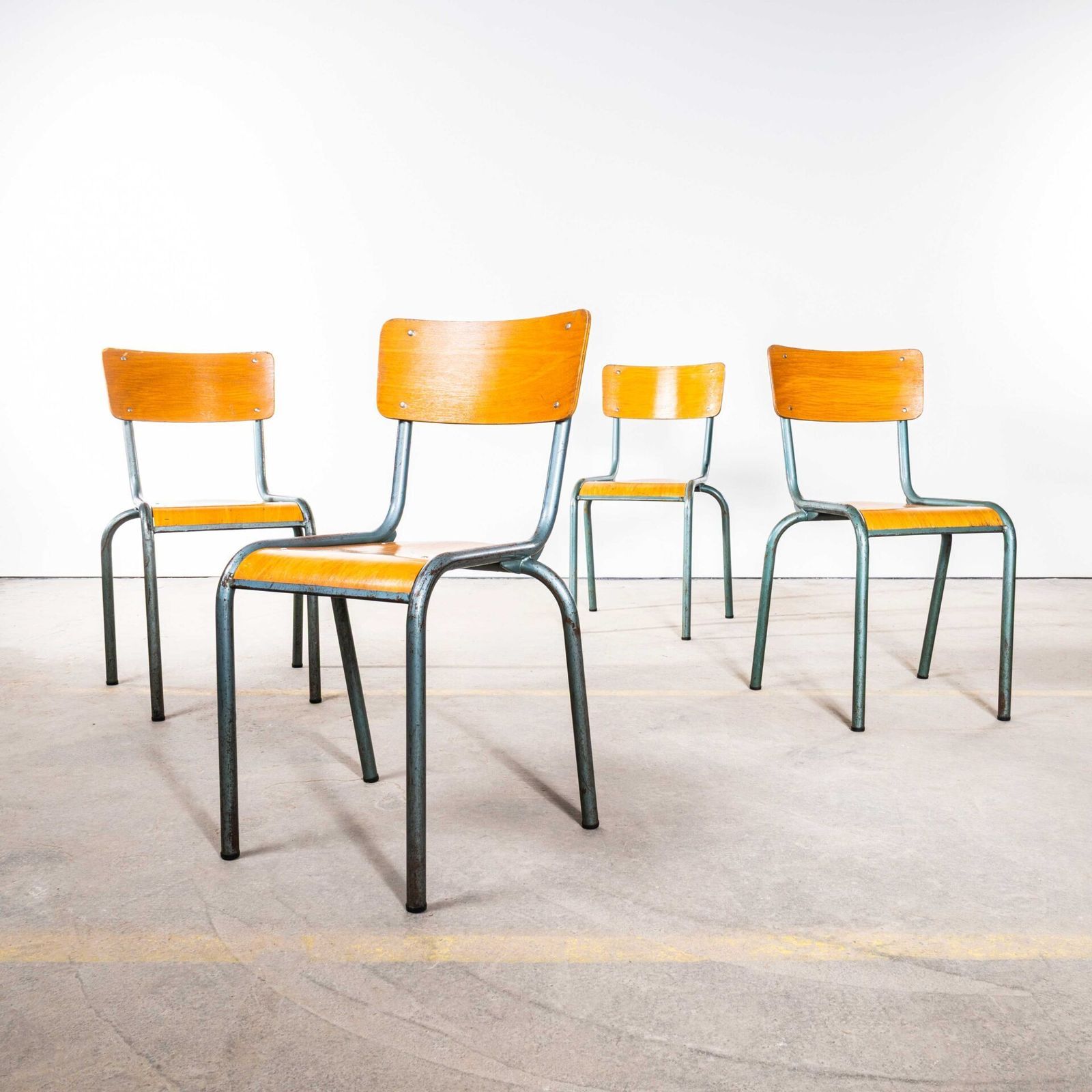 1950’s French 510 Mullca Aqua Stacking Dining Chairs photo buy