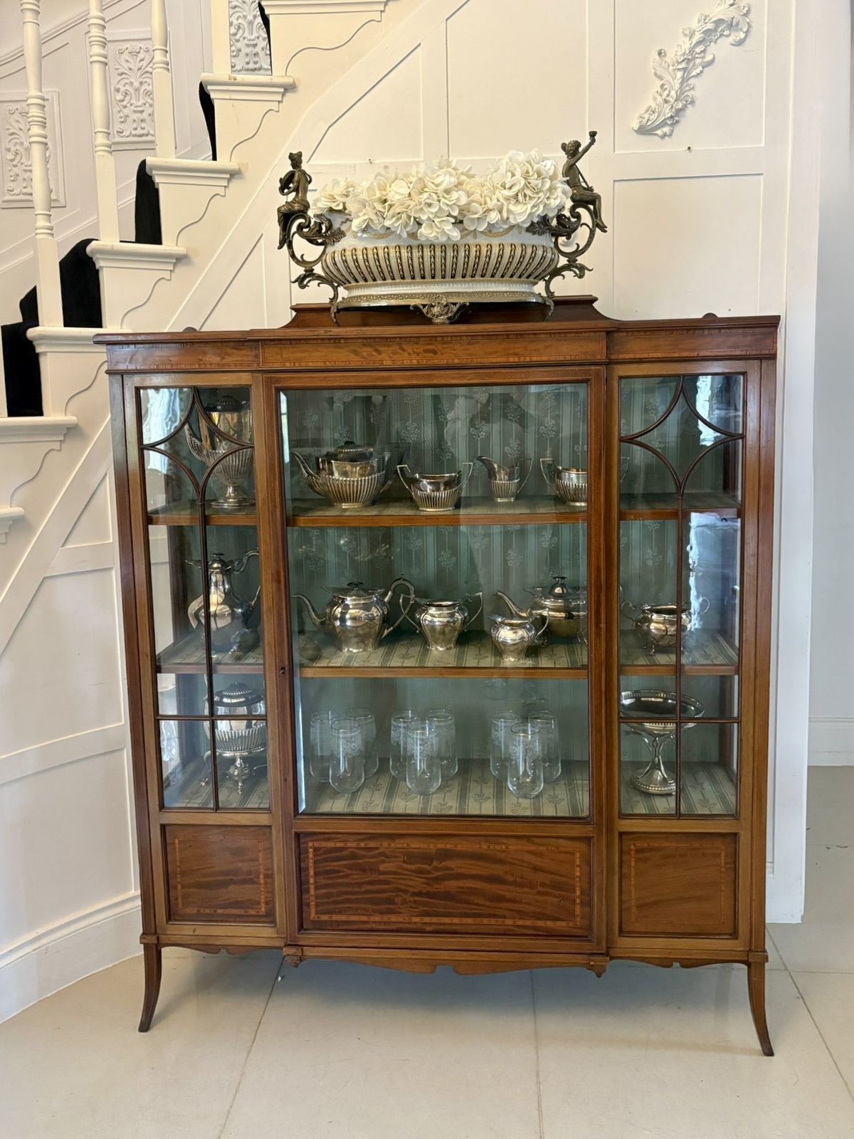 Furniture Superb Quality Antique 20th Century Inlaid Mahogany Display Cabinet photo