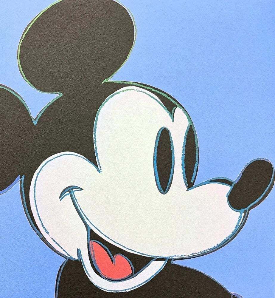 1986 Carnegie Museum Of Art Andy Warhol "Mickey Mouse Light Blue " Lithograph photo furniture