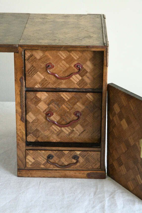 Antique Japanese Meiji Parquetry Scholars Box photo furniture