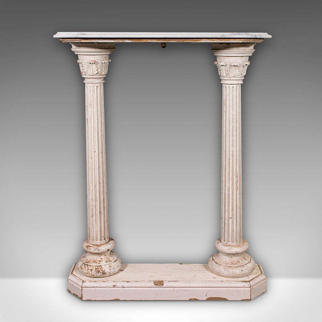 Antique Corinthian Console Table, English Pine, Marble, Hallway Stand, Victorian photo furniture