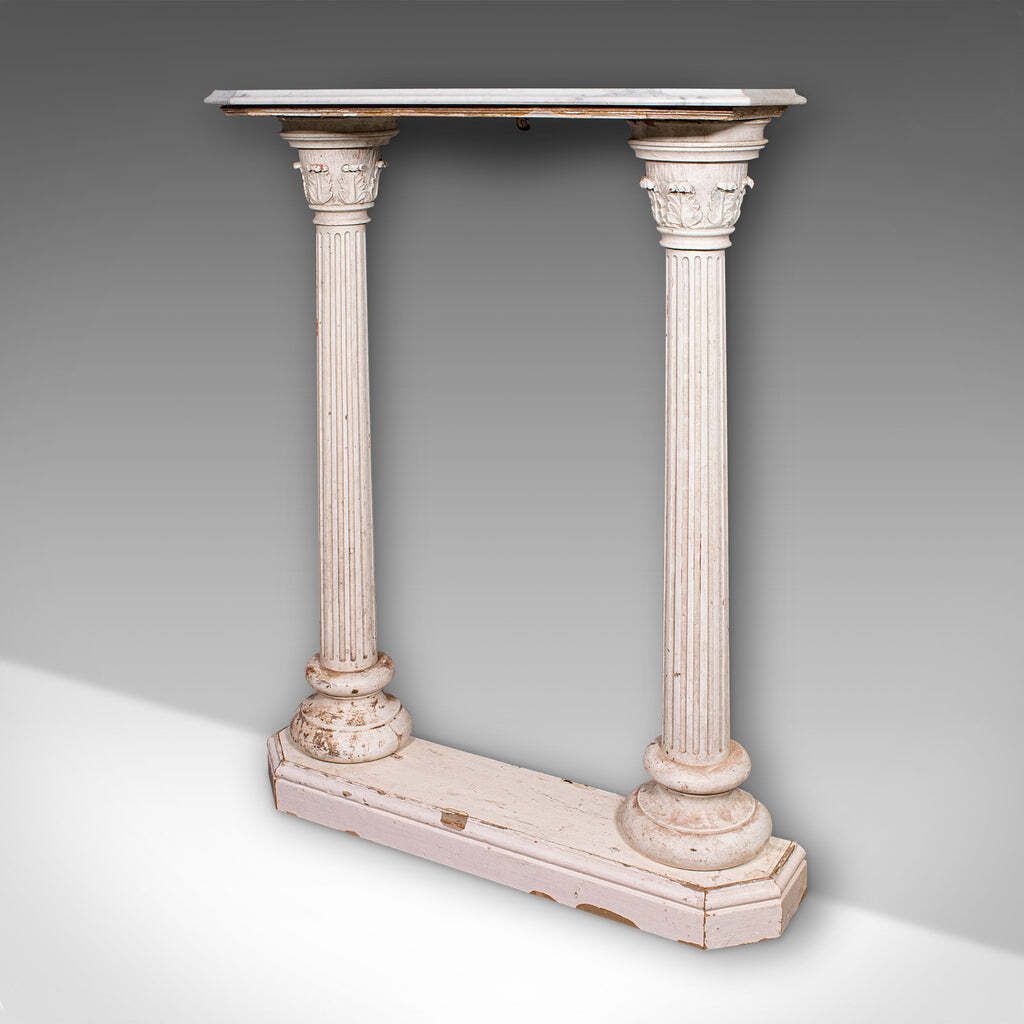 Antique Corinthian Console Table, English Pine, Marble, Hallway Stand, Victorian photo for sale