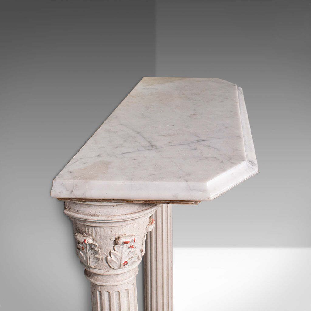 Antique Corinthian Console Table, English Pine, Marble, Hallway Stand, Victorian photo Furniture