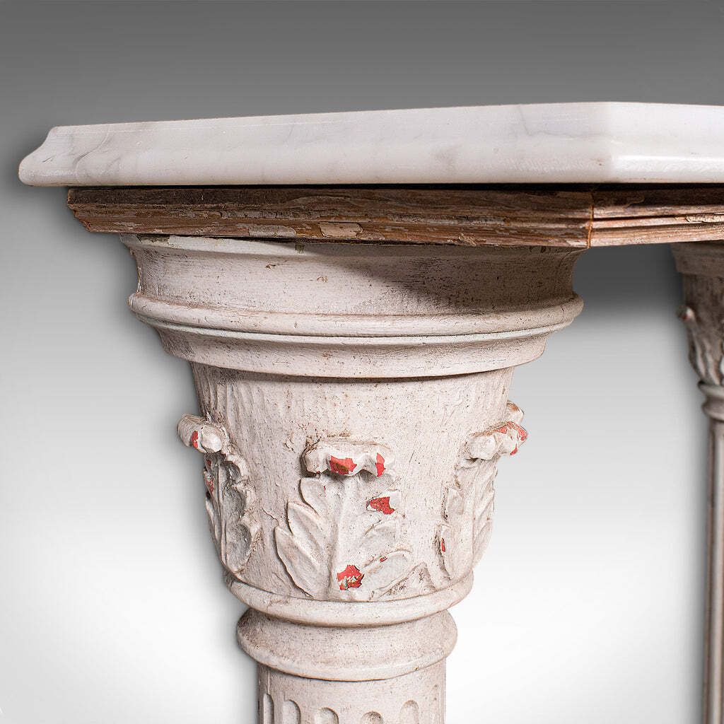 Antique Corinthian Console Table, English Pine, Marble, Hallway Stand, Victorian photo 912.0