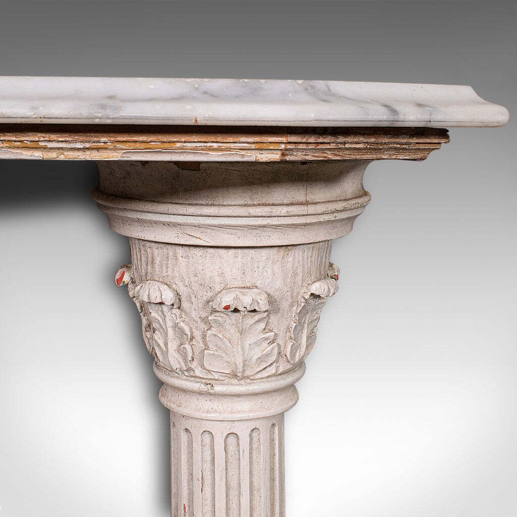 Antique Corinthian Console Table, English Pine, Marble, Hallway Stand, Victorian photo vinterior