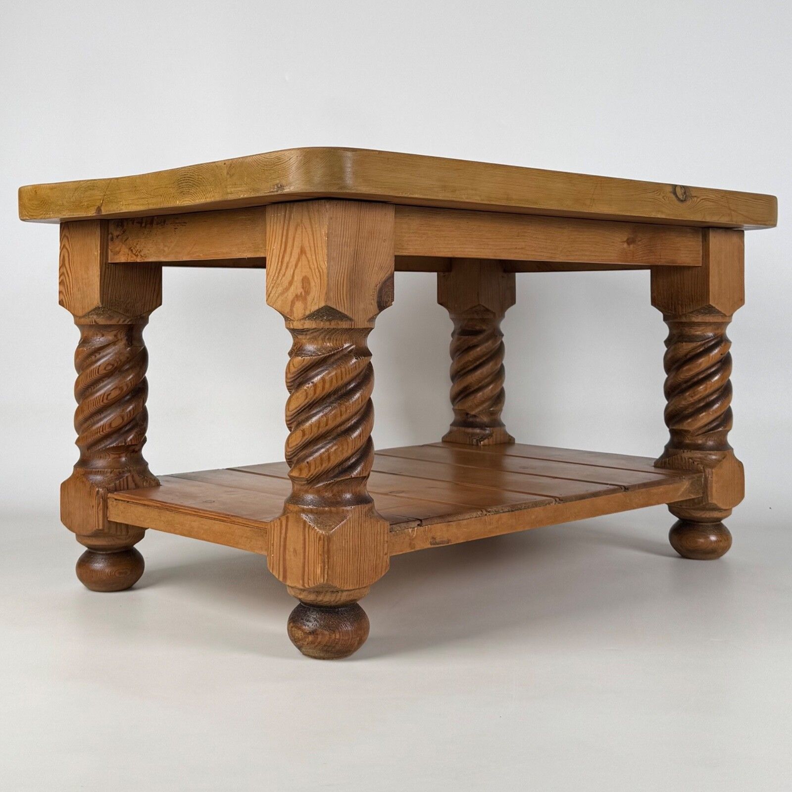 Vintage 20th Century Barley Twist Coffee Table In Pine photo vintage