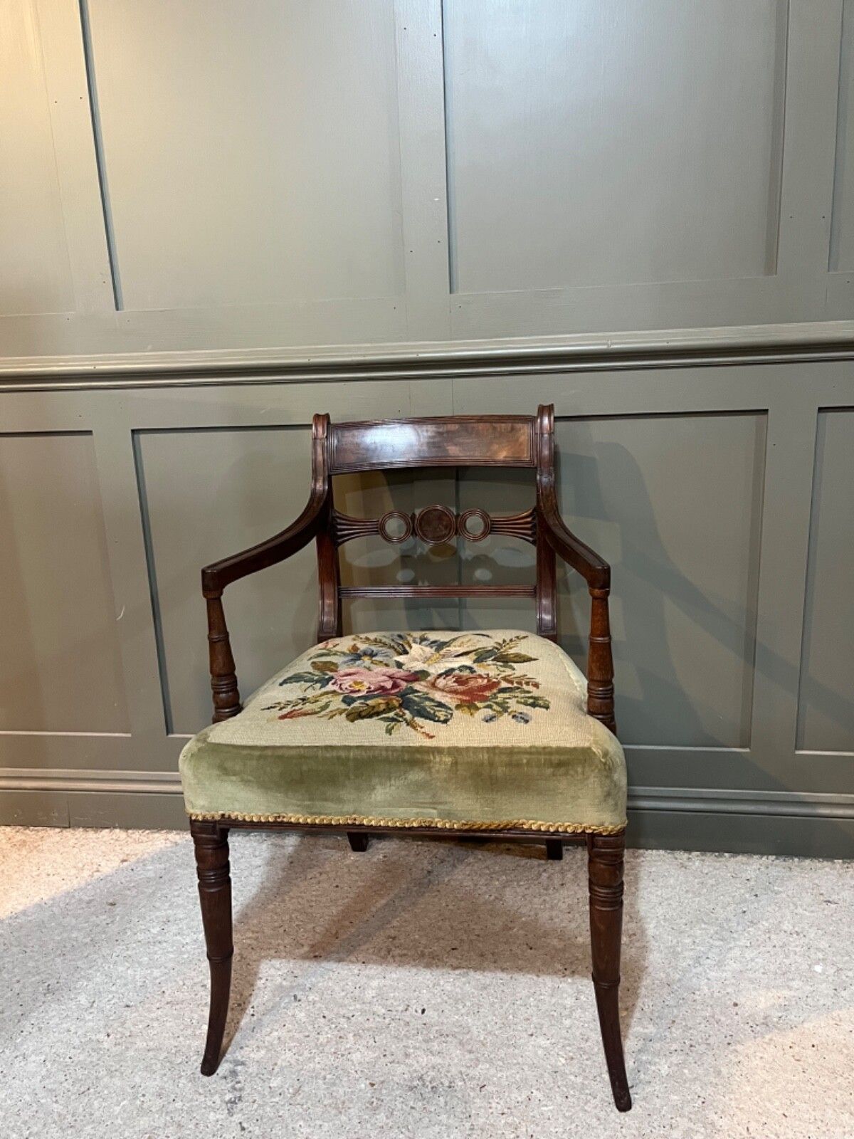 Antique Carver Chair Circa Late 1700’s Tapestry Upholstery Georgian Chair