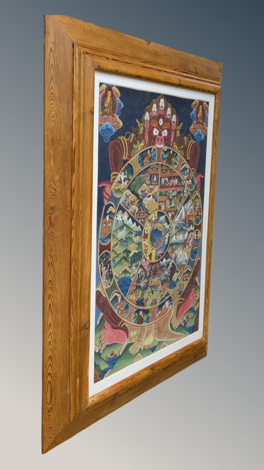 Handpainted Tibetan Thangka "Wheel Of Life" photo for sale