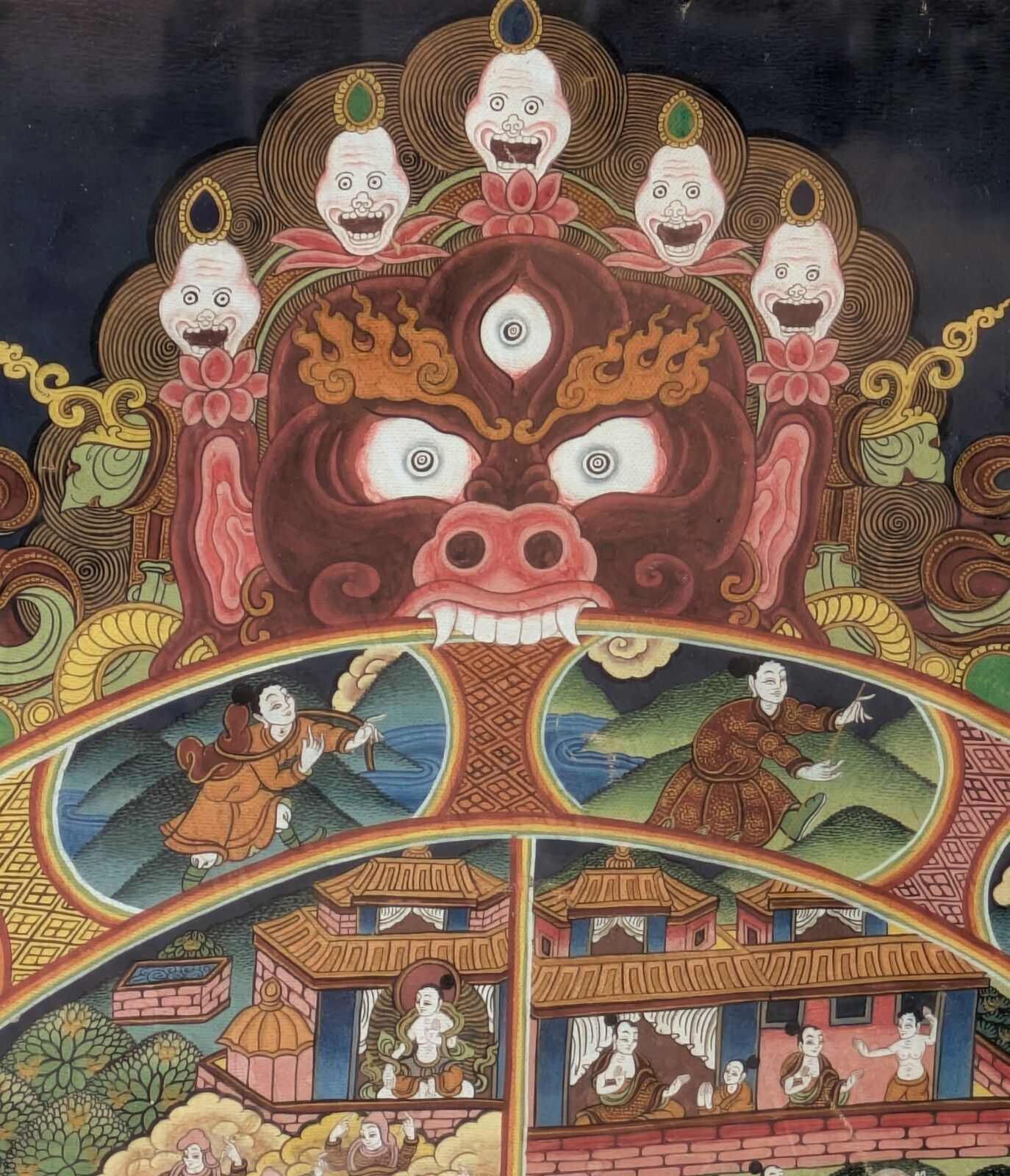 Handpainted Tibetan Thangka "Wheel Of Life" photo Art