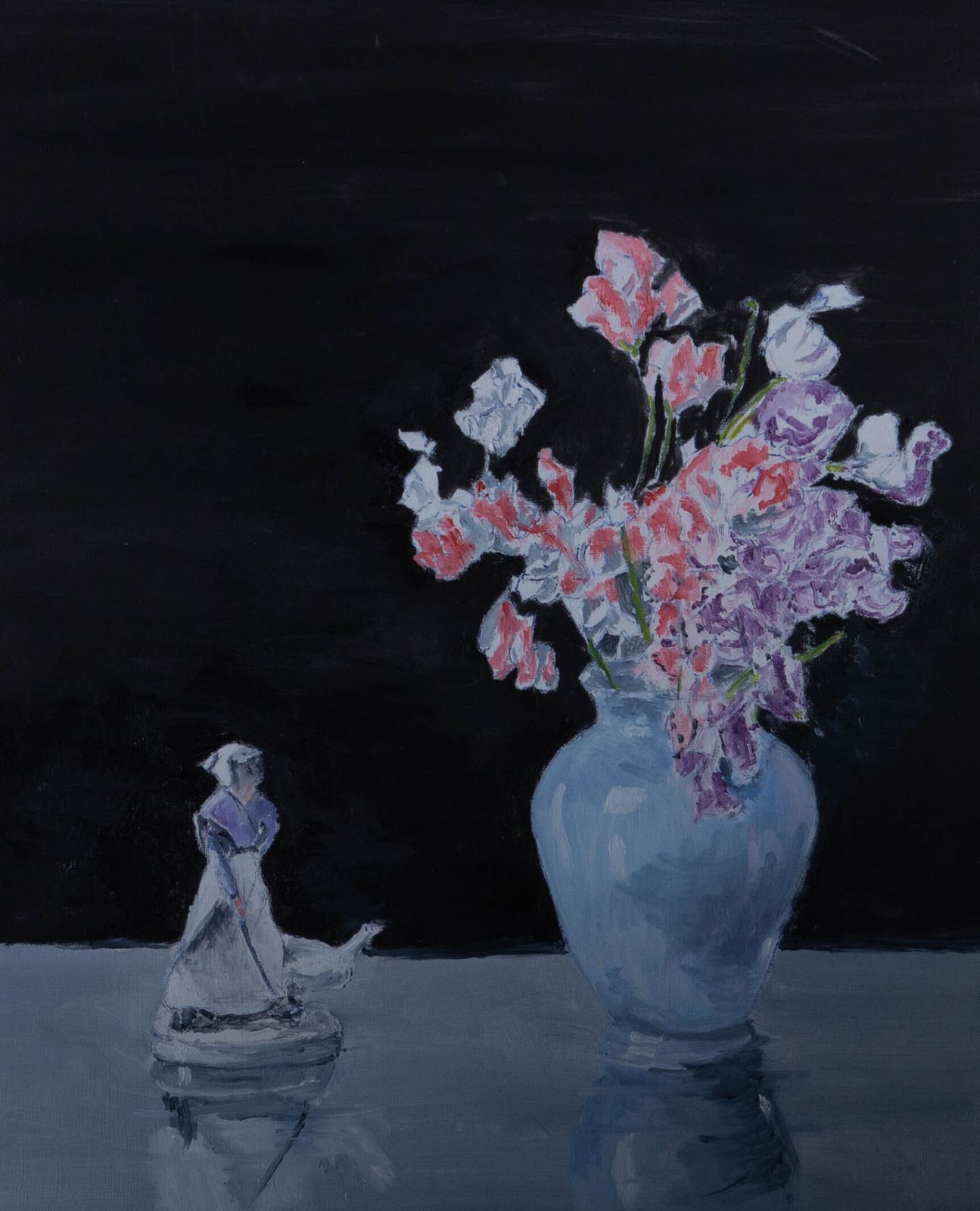 Harold Williams   Contemporary Acrylic, Sweet Peas And Statuette photo furniture