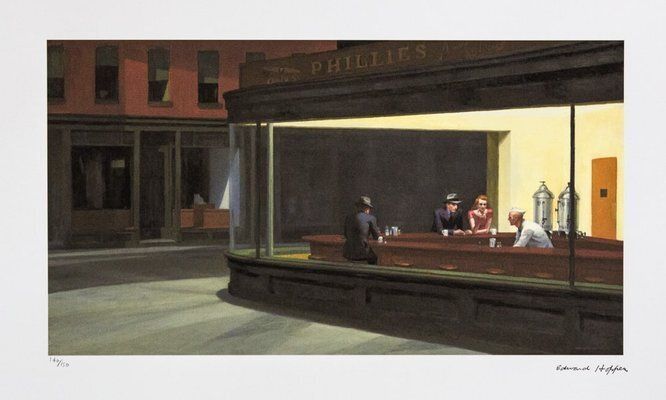 Edward Hopper Nighthawks Giclée Print, Ink & Paper And Pencil, 1990s, Ink & Pencil & Paper photo 493.0