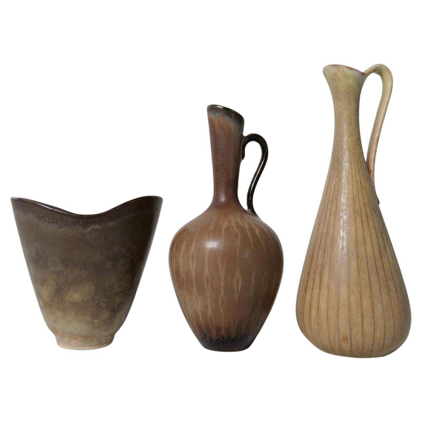 Collection Of 3 Ceramic Vessels By Gunnar Nylund Rörstrand Sweden, 1950s