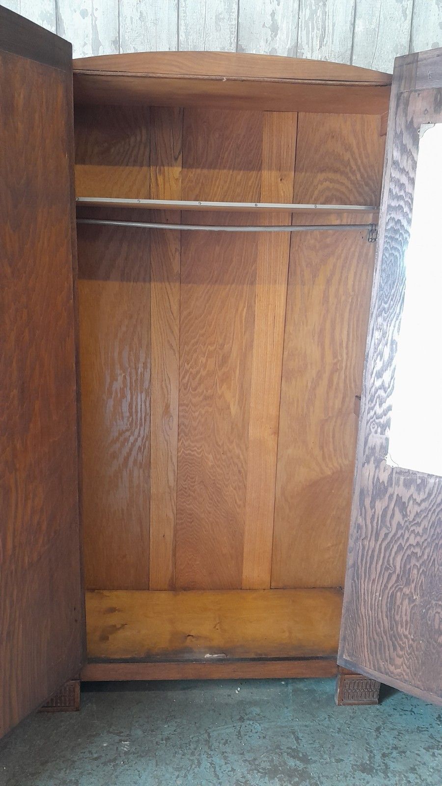 Furniture Art Deco Solid Oakb 2 Door Wardrobe With Original Handles  Lock And Key photo