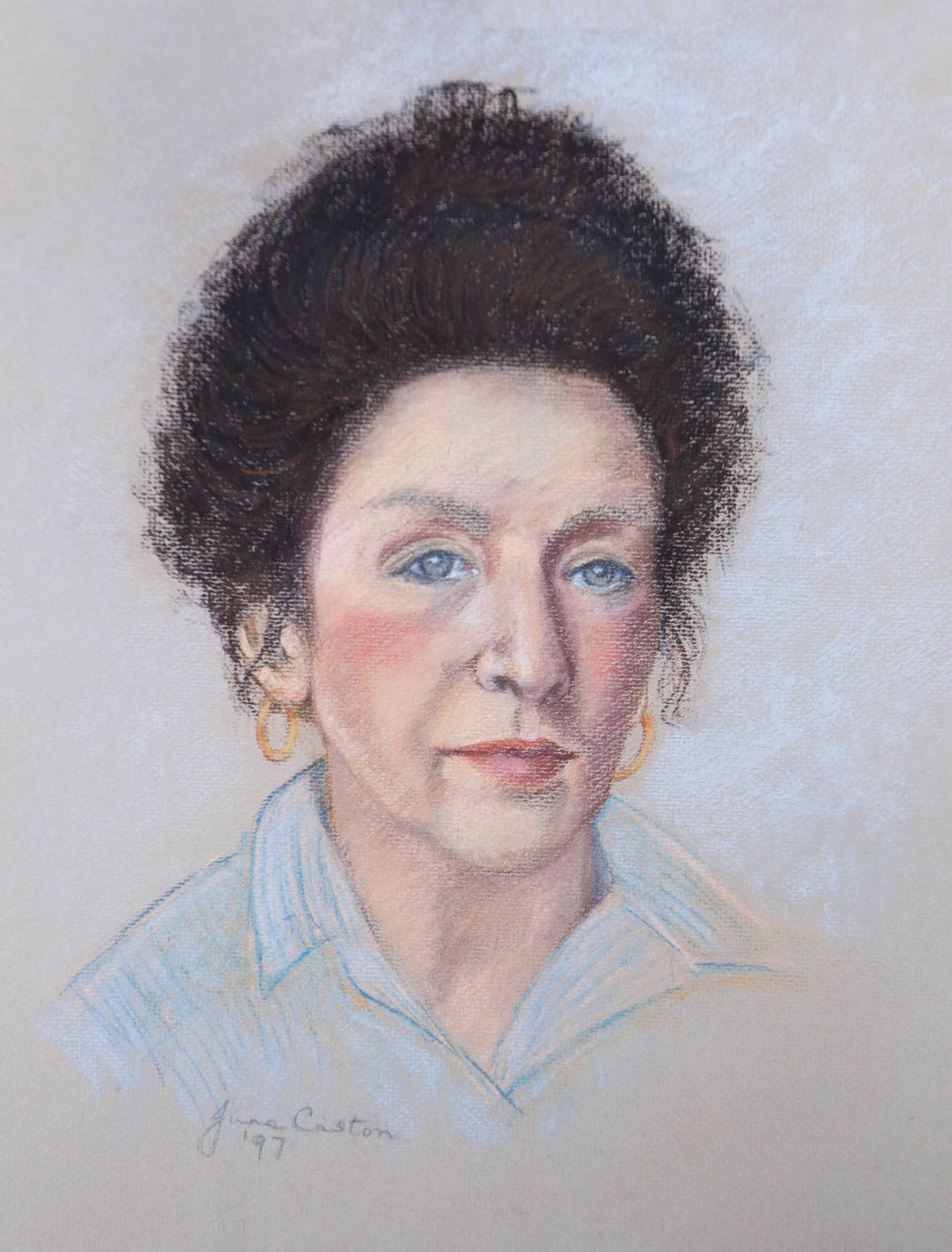 June Caston   1997 Pastel, Woman In Gold Earrings photo furniture