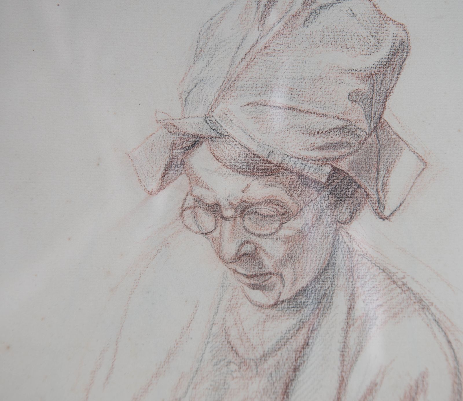 Ronald Dukeshill Moore (1899 1985)   Chalk Pastel Drawing, Reading Glasses photo Art