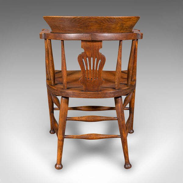 Antique Captain's Chair, English Beech, Home Office, Elbow Seat, Victorian, 1870 photo Furniture