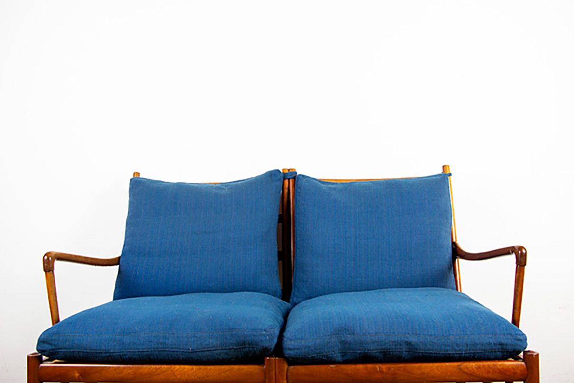 Danish 2 Seater Sofa In Mahogany And Cane, Model Pj 149/2 Or “Colonial Chair” By Ole Wanscher For Poul Jeppesen. photo for sale