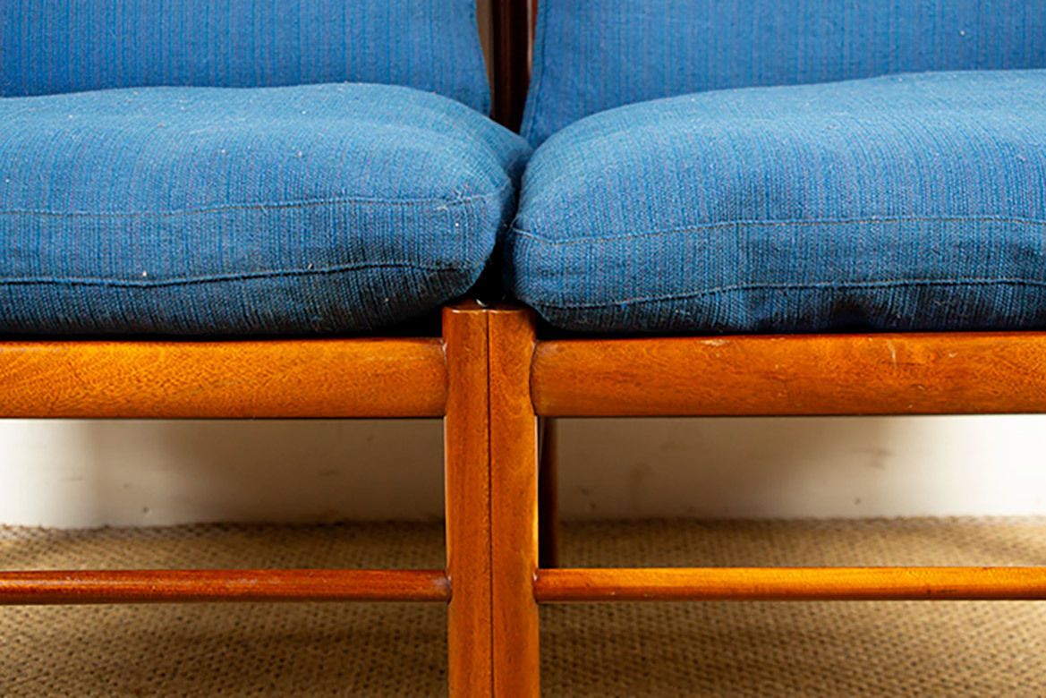 Canapé danois 2 places en acajou et cannage, modèle PJ 149/2 ou « Colonial Chair », par Ole Wanscher pour Poul Jeppesen. photo Mobilier