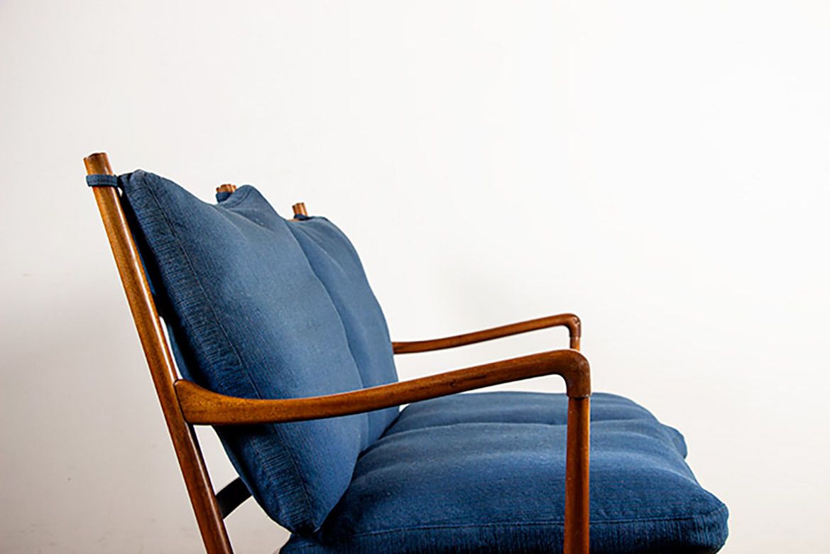 Danish 2 Seater Sofa In Mahogany And Cane, Model Pj 149/2 Or “Colonial Chair” By Ole Wanscher For Poul Jeppesen. photo buy