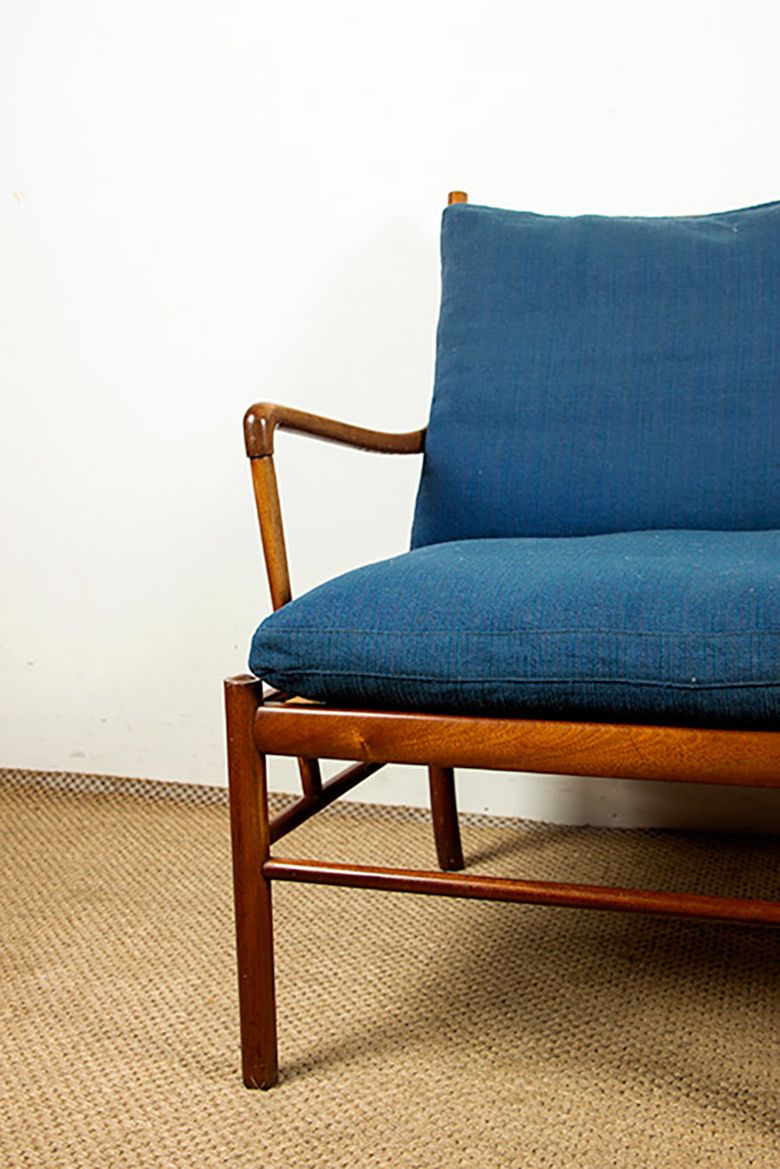 Canapé danois 2 places en acajou et cannage, modèle PJ 149/2 ou « Colonial Chair », par Ole Wanscher pour Poul Jeppesen. photo vintage