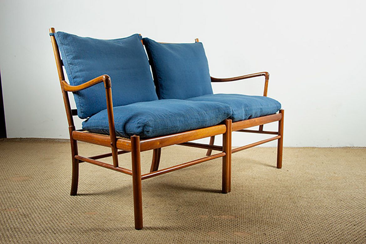 Danish 2 Seater Sofa In Mahogany And Cane, Model Pj 149/2 Or “Colonial Chair” By Ole Wanscher For Poul Jeppesen.