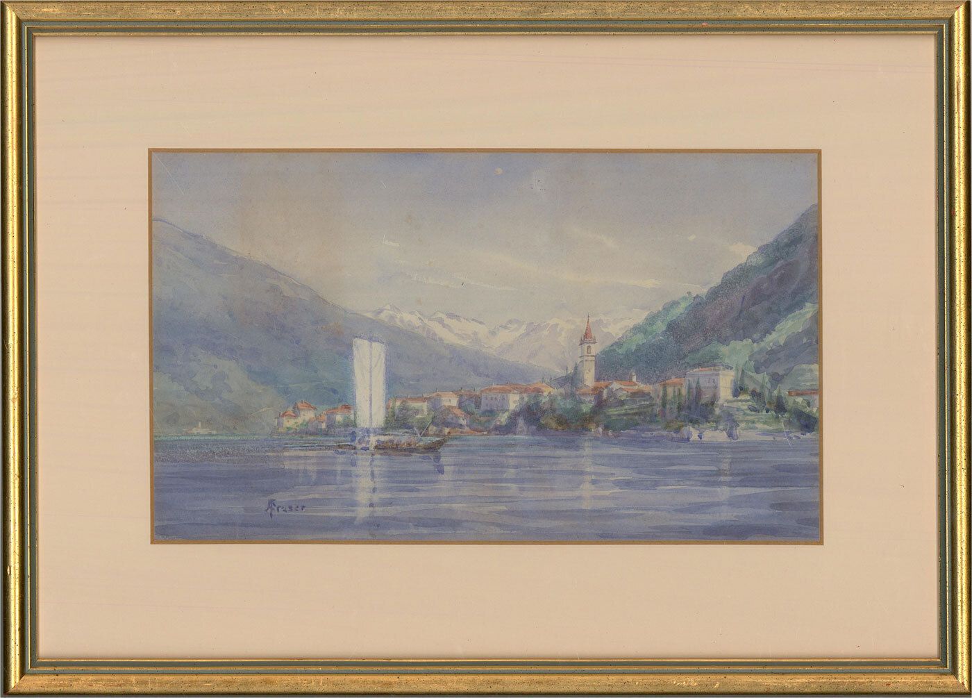 Attrib. Alexander Coutts Fraser (1868 1939)   Watercolour, Lakeside Town
