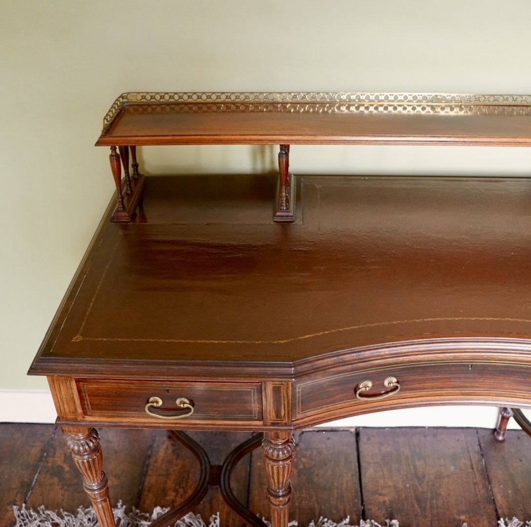 Victorian Rosewood And Brass Strung Writing Desk By Collinson & Lock Of London photo for sale