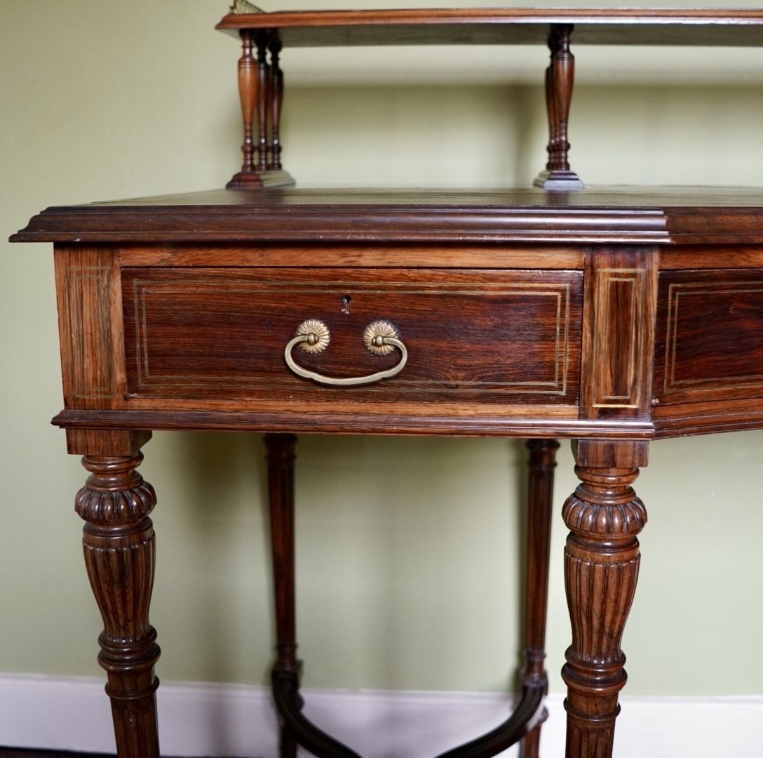 Victorian Rosewood And Brass Strung Writing Desk By Collinson & Lock Of London photo 1250.0