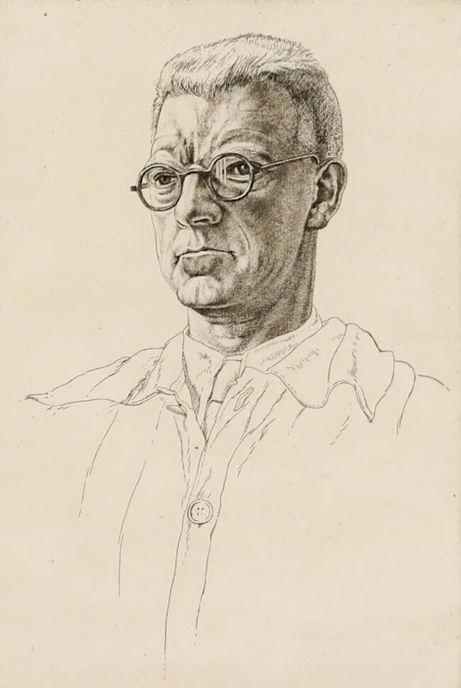 Edgar Holloway (1914 2008)   Framedetching, Portrait Of Alec Buckels (1892 1972) photo furniture