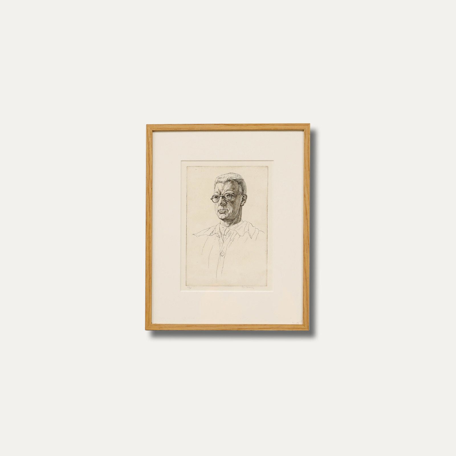 Edgar Holloway (1914 2008)   Framedetching, Portrait Of Alec Buckels (1892 1972) photo vintage