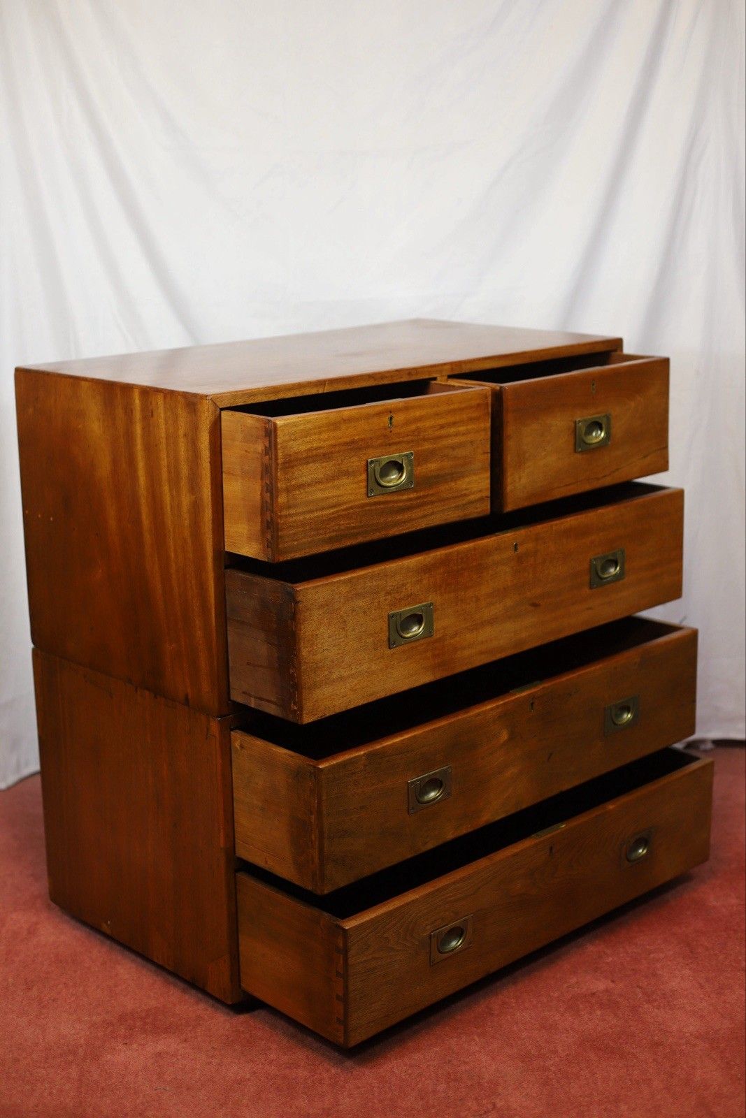Beautiful Victorian Two Part Campaign Chest Of Drawers photo buy