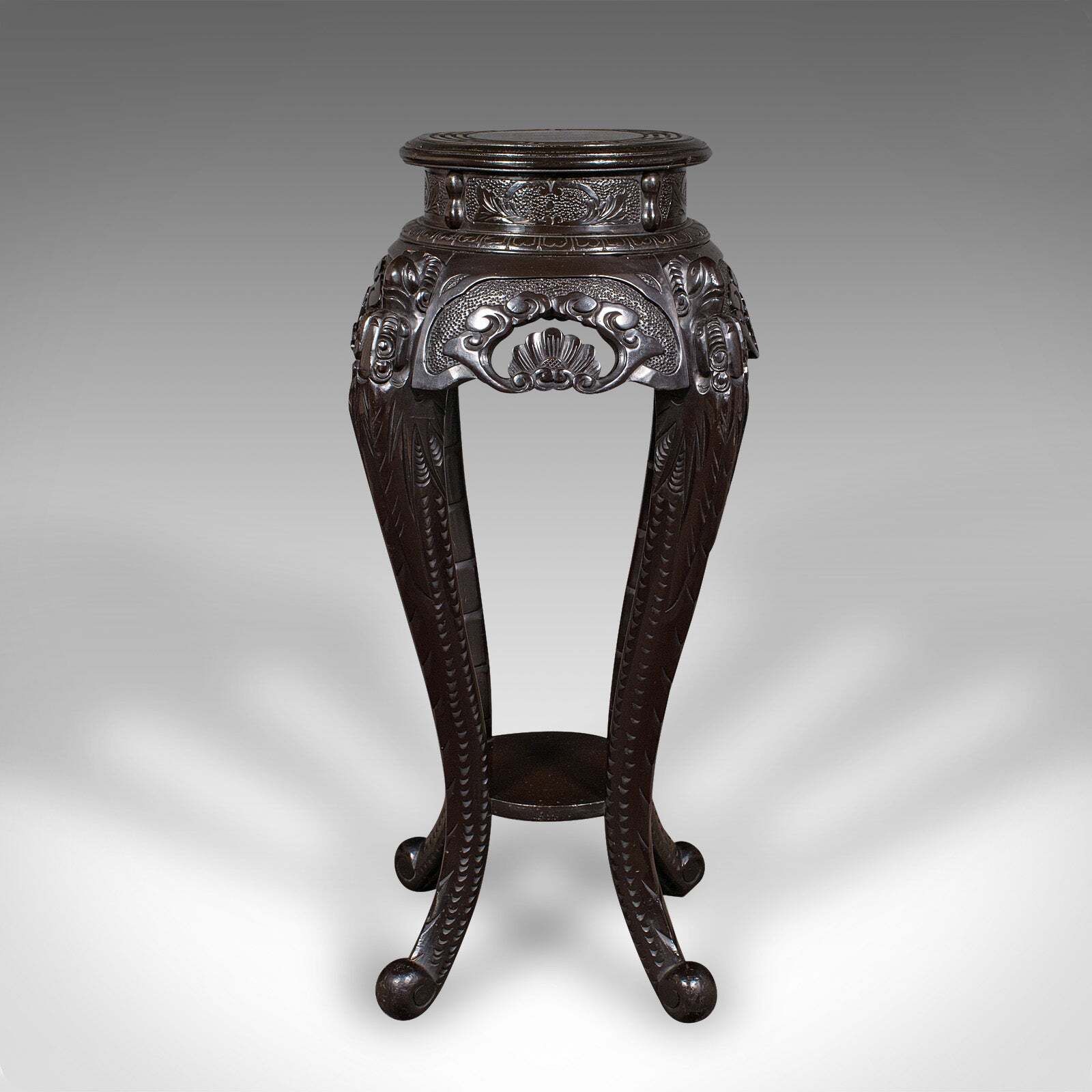 Antique Jardiniere Stand, Japanese, Ebonised, Portico Planter Table, Victorian photo furniture