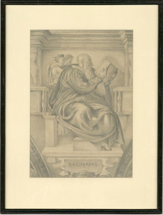A.F. Remmett   20th Century Graphite Drawing, Zacharias And Ezechiel photo Art