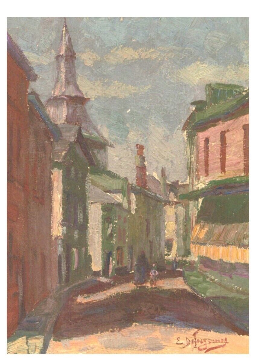 Mid 20th Century Oil   Continental Street Scene photo furniture