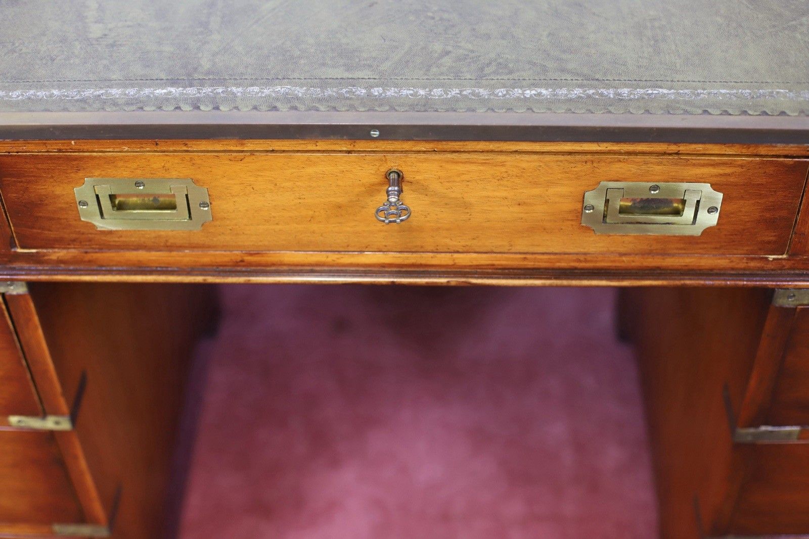 photo furniture Lovely Military Campaign Style Pedestal Desk