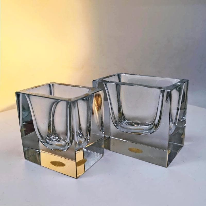 1960s Set Of 2 Rectangular Transparent Ashtray Or Catch All In Murano Glass By Flavio Poli For Seguso. Made In Italy. photo furniture