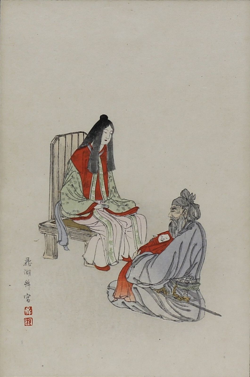Japanese Woodblock Print By Kōno Bairei From Kaiga Cho photo furniture