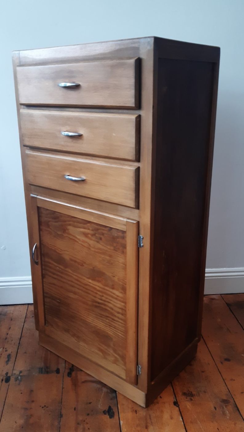 Vintage Teak Solent Furniture Kitchen Cabinet Cupboard Tallboy Chest Of Drawers photo 243.0