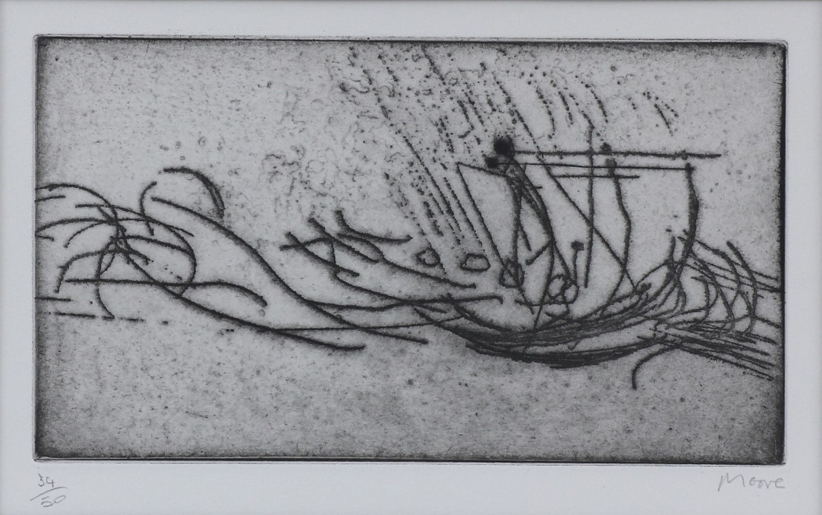 Etching And Dry Point By Henry Moore. Titled "Storm At Sea" photo furniture